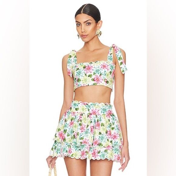 AGUA BENDITA x REVOLVE Rhea Top in Conga White Floral - Picture 1 of 8